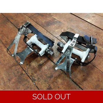 Gipiemme Crono Sprint White Laser Pedals with Toe Clips